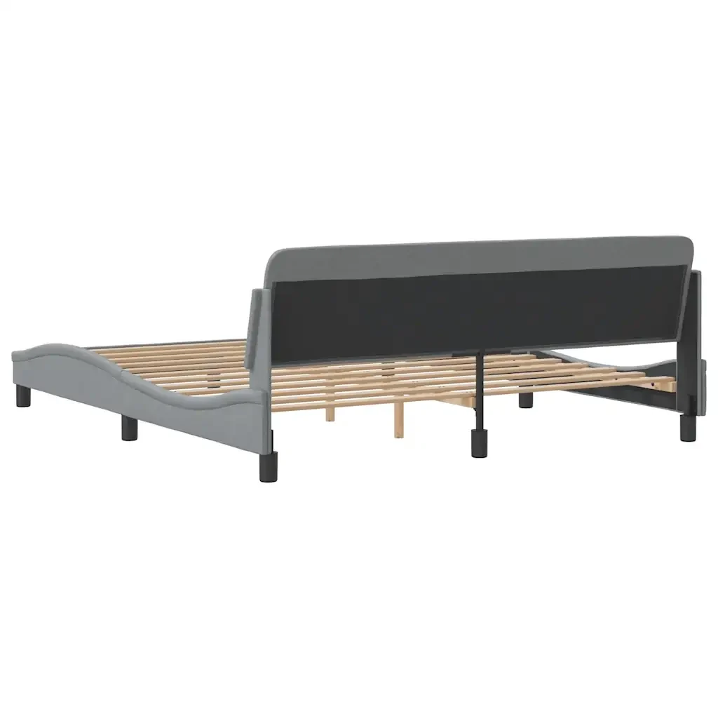 Letto matrimoniale | Letto per adulti | Giroletto Dover Grigio Chiaro 180x200 cm Tessuto - Image 6