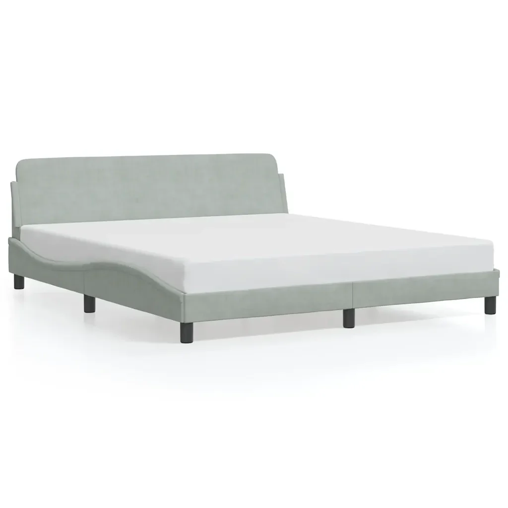 Letto matrimoniale | Letto per adulti | Giroletto Dover Grigio Chiaro 180x200 cm Velluto