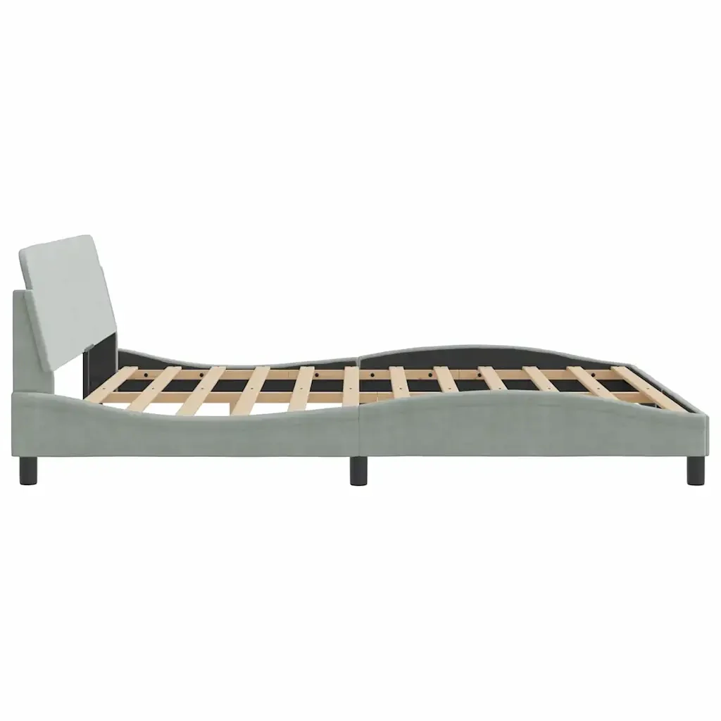 Letto matrimoniale | Letto per adulti | Giroletto Dover Grigio Chiaro 180x200 cm Velluto - Image 5