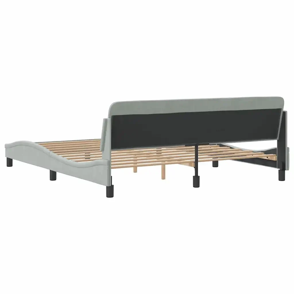 Letto matrimoniale | Letto per adulti | Giroletto Dover Grigio Chiaro 180x200 cm Velluto - Image 6