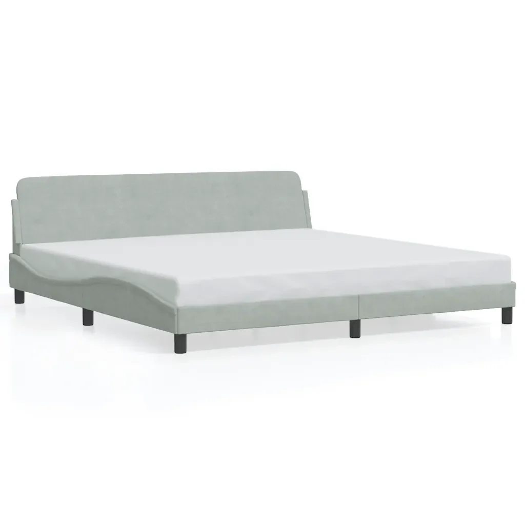 Letto matrimoniale | Letto per adulti | Giroletto Dover Grigio Chiaro 200x200 cm Velluto