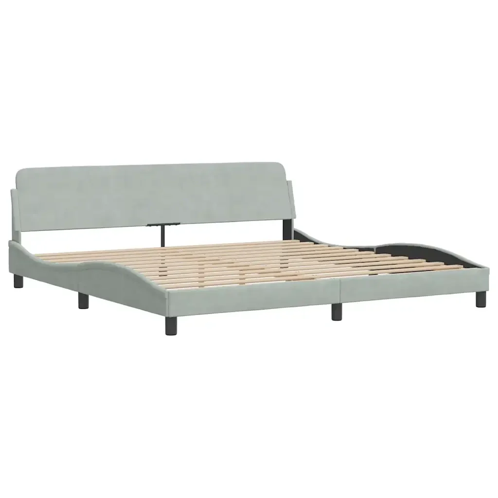 Letto matrimoniale | Letto per adulti | Giroletto Dover Grigio Chiaro 200x200 cm Velluto - Image 3