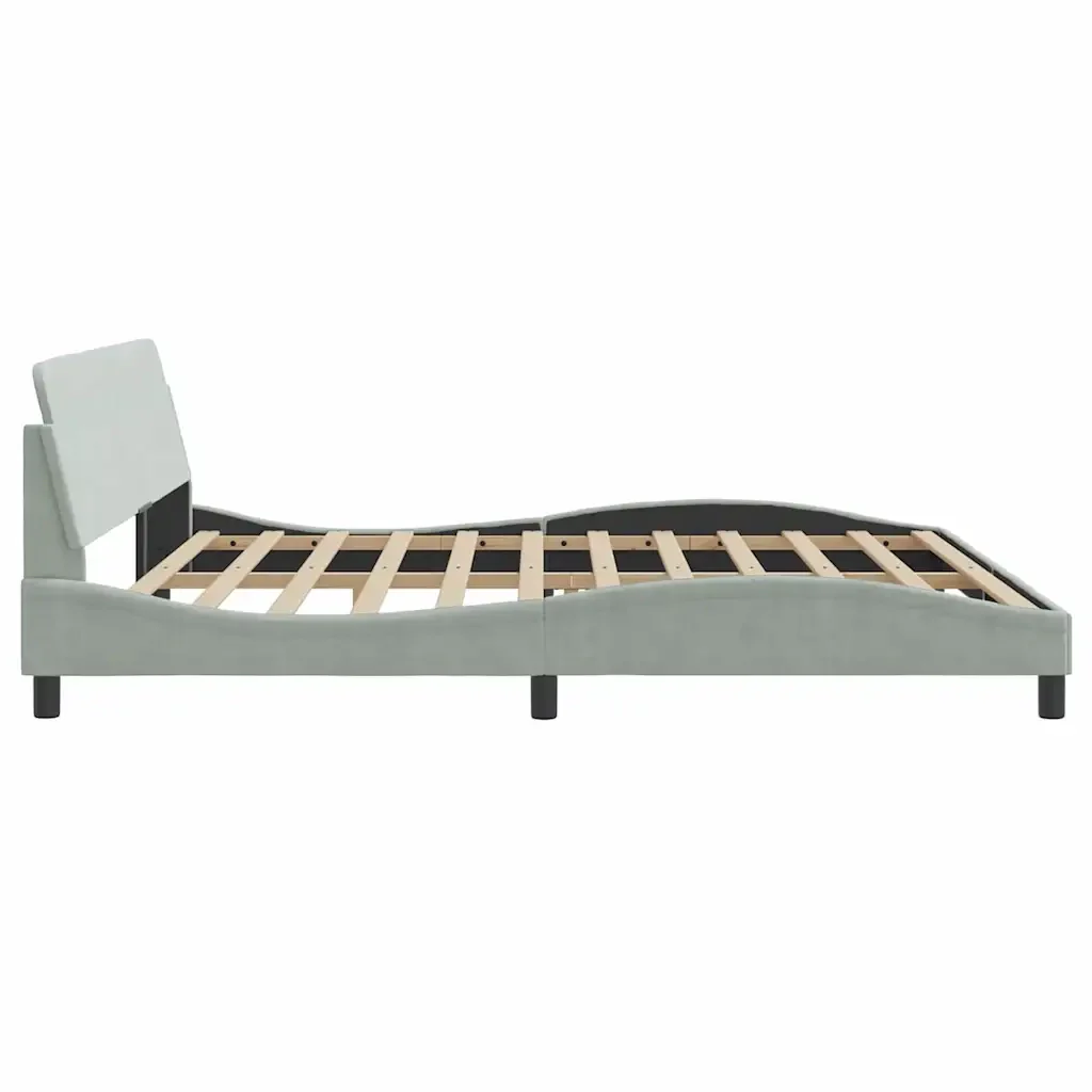 Letto matrimoniale | Letto per adulti | Giroletto Dover Grigio Chiaro 200x200 cm Velluto - Image 5
