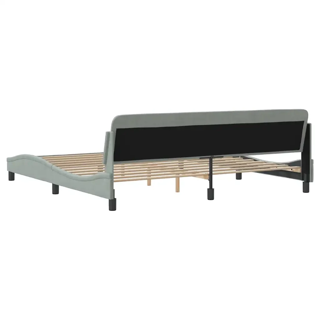 Letto matrimoniale | Letto per adulti | Giroletto Dover Grigio Chiaro 200x200 cm Velluto - Image 6