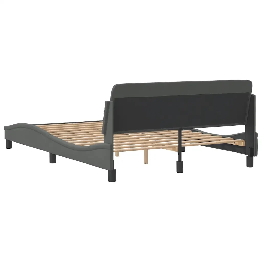 Letto matrimoniale | Letto per adulti | Giroletto Dover Grigio Scuro 120x200 cm Tessuto - Image 6