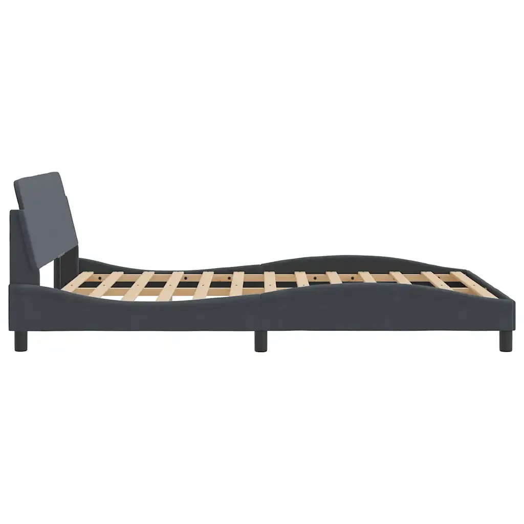 Letto matrimoniale | Letto per adulti | Giroletto Dover Grigio Scuro 120x200 cm Velluto - Image 5