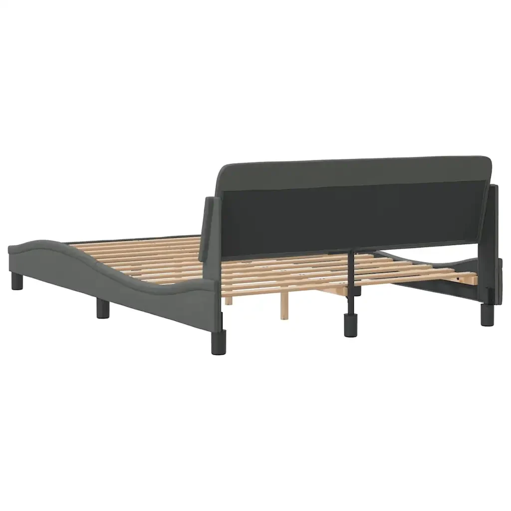 Letto matrimoniale | Letto per adulti | Giroletto Dover Grigio Scuro 140x190 cm Tessuto - Image 6