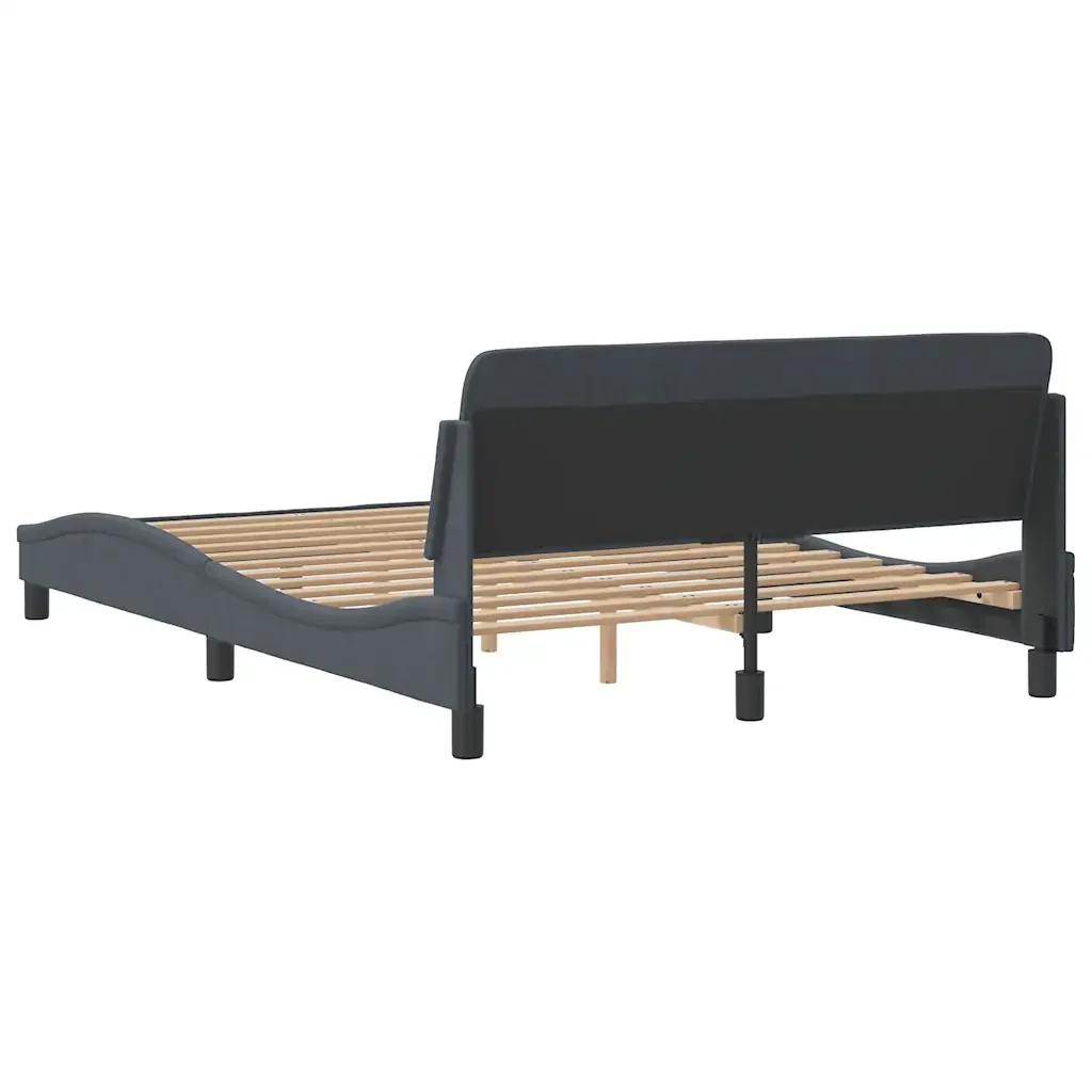Letto matrimoniale | Letto per adulti | Giroletto Dover Grigio Scuro 140x190 cm Velluto - Image 6