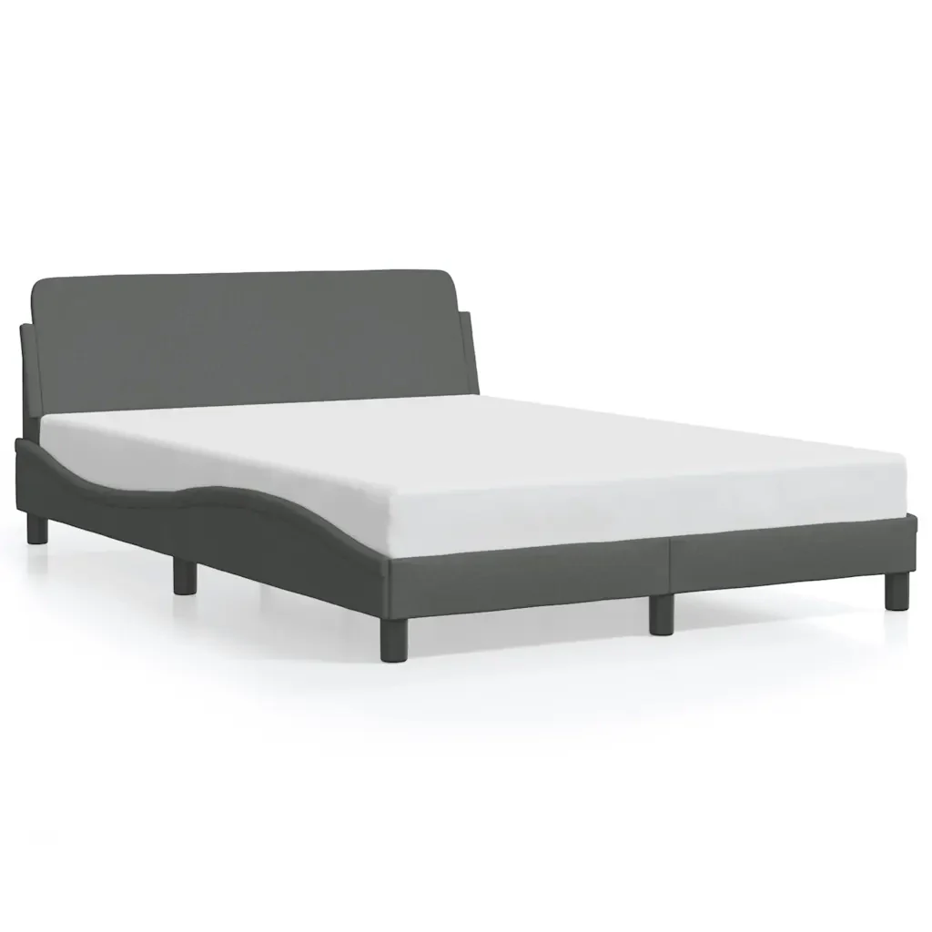 Letto matrimoniale | Letto per adulti | Giroletto Dover Grigio Scuro 140x200 cm Tessuto