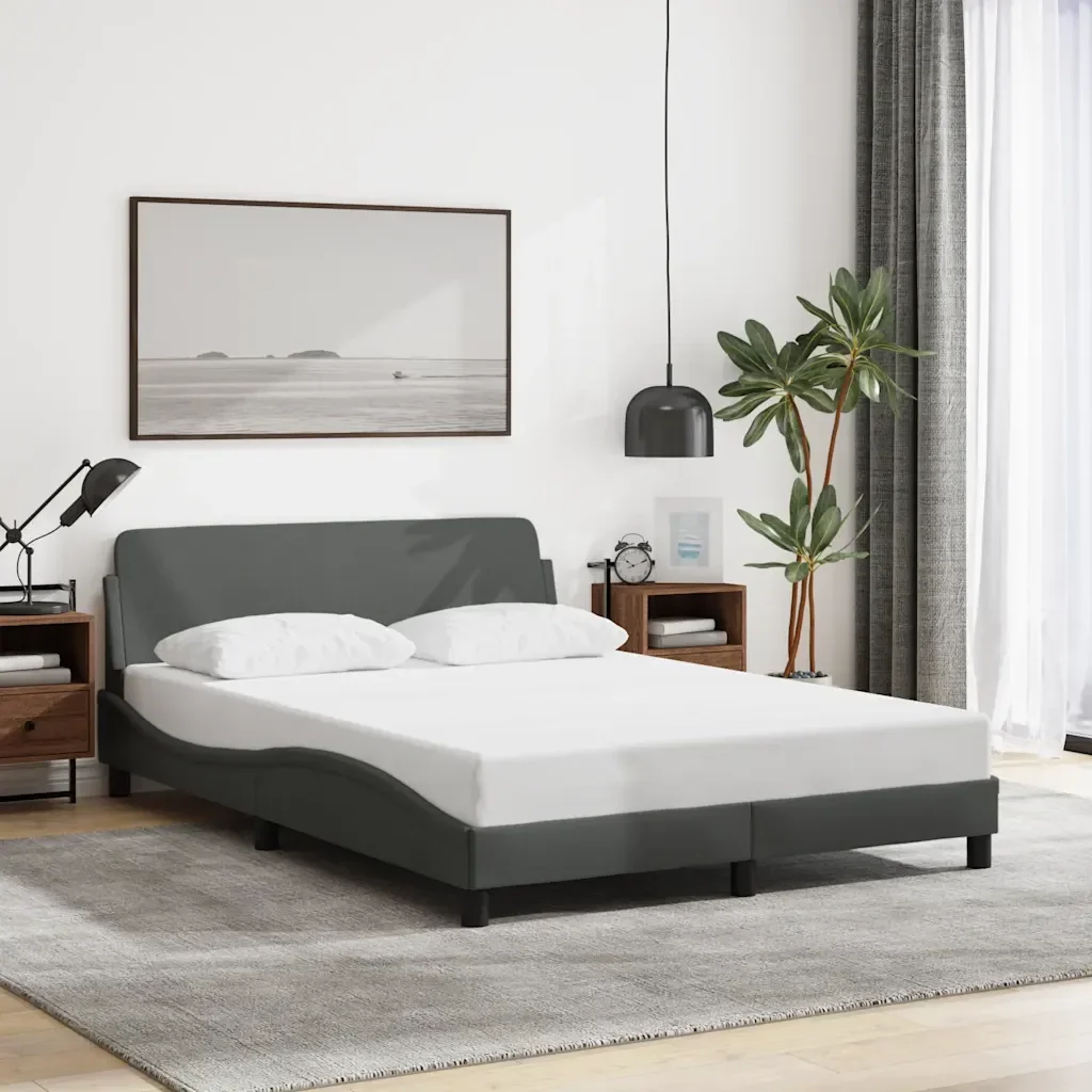 Letto matrimoniale | Letto per adulti | Giroletto Dover Grigio Scuro 140x200 cm Tessuto - Image 2