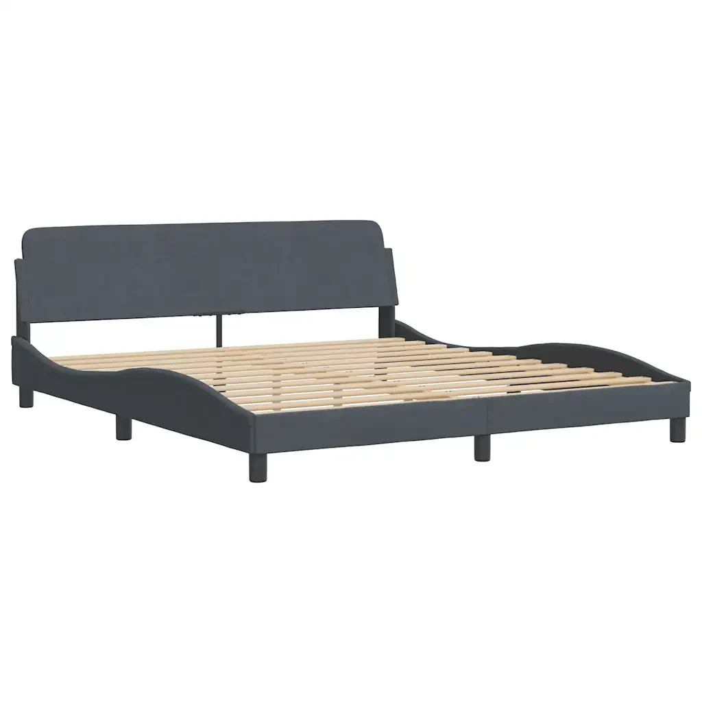 Letto matrimoniale | Letto per adulti | Giroletto Dover Grigio Scuro 180x200 cm Velluto - Image 3
