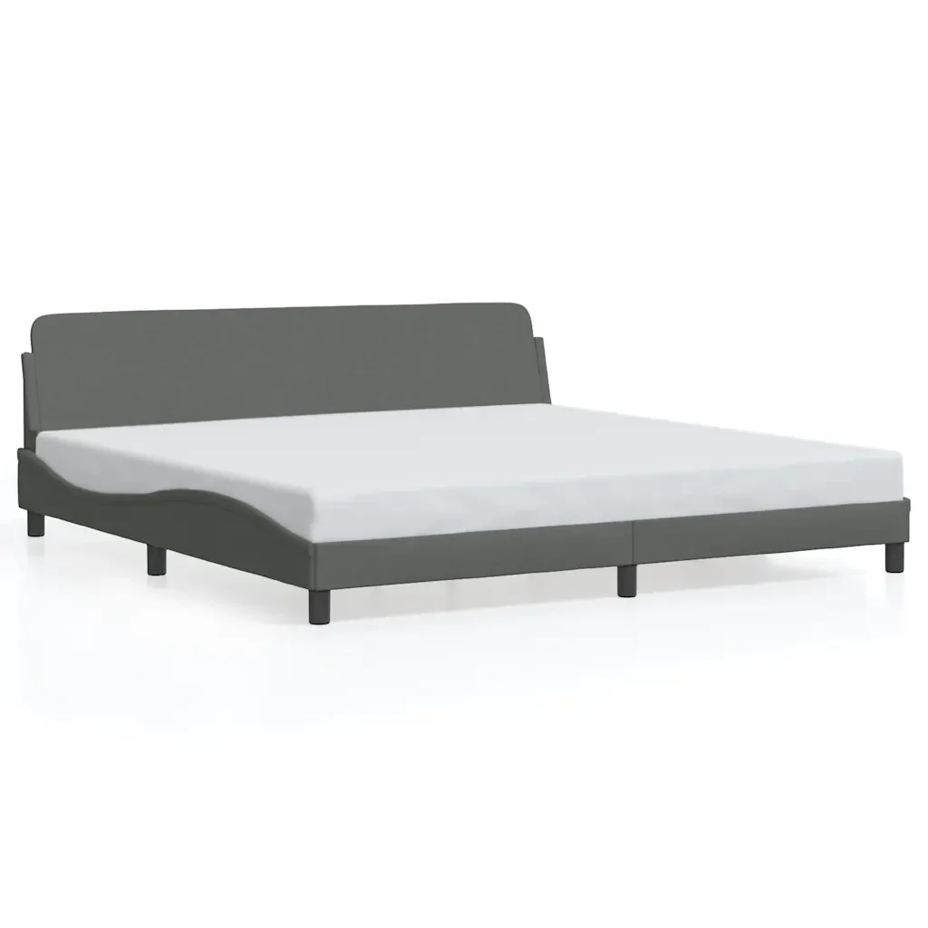 Letto matrimoniale | Letto per adulti | Giroletto Dover Grigio Scuro 200x200 cm Tessuto