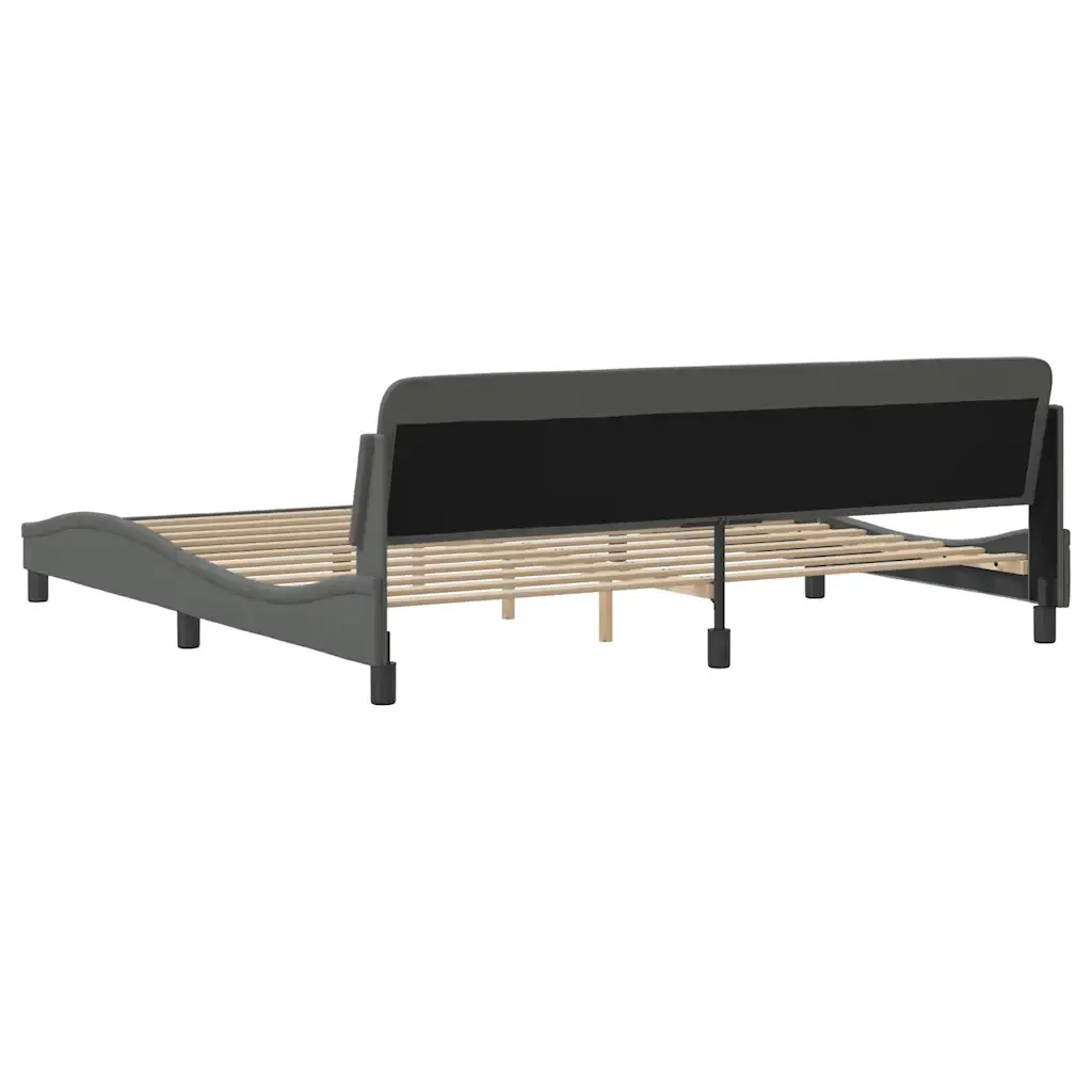 Letto matrimoniale | Letto per adulti | Giroletto Dover Grigio Scuro 200x200 cm Tessuto - Image 6