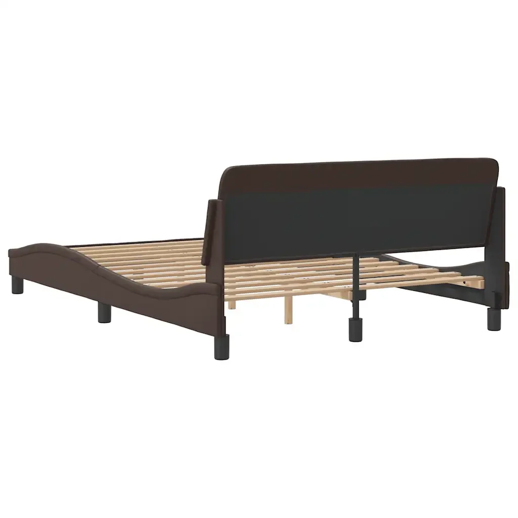 Letto matrimoniale | Letto per adulti | Giroletto Dover Marrone 120x200 cm in Similpelle - Image 6