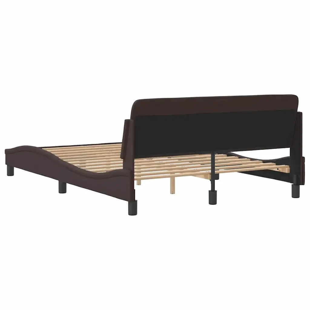 Letto matrimoniale | Letto per adulti | Giroletto Dover Marrone Scuro 140x190 cm Tessuto - Image 6