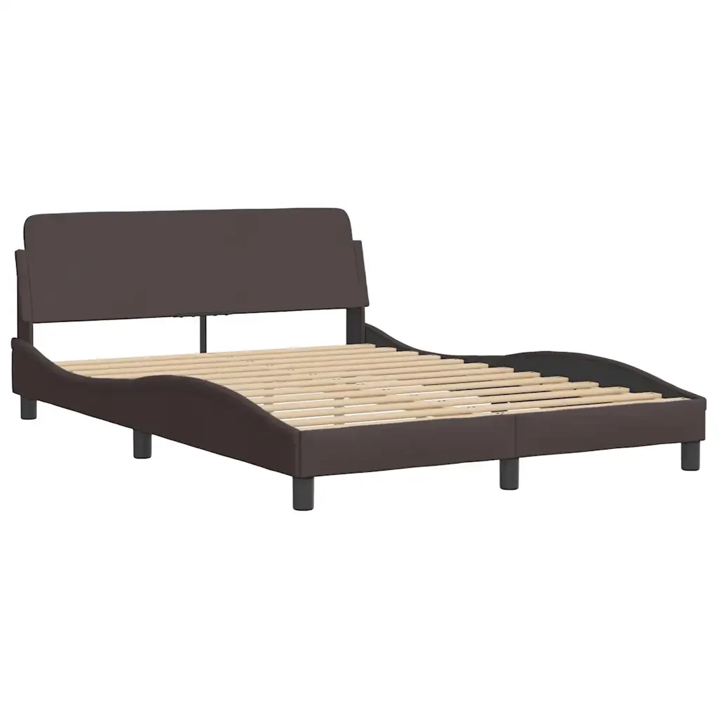 Letto matrimoniale | Letto per adulti | Giroletto Dover Marrone Scuro 140x200 cm Tessuto - Image 3