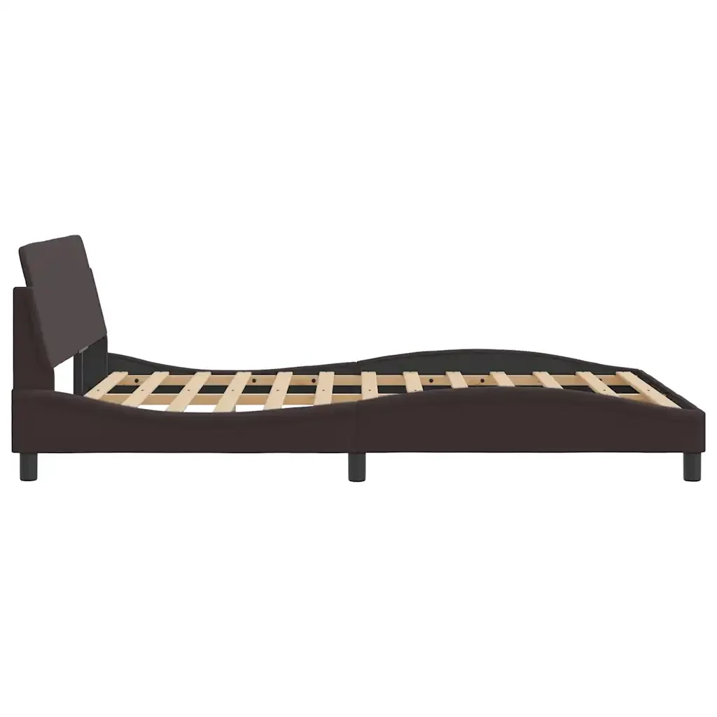 Letto matrimoniale | Letto per adulti | Giroletto Dover Marrone Scuro 140x200 cm Tessuto - Image 5