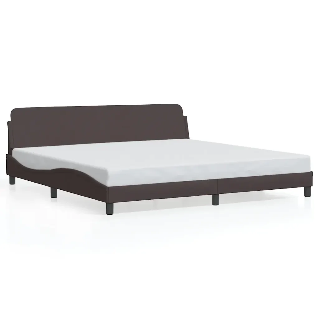Letto matrimoniale | Letto per adulti | Giroletto Dover Marrone Scuro 200x200 cm in Tessuto