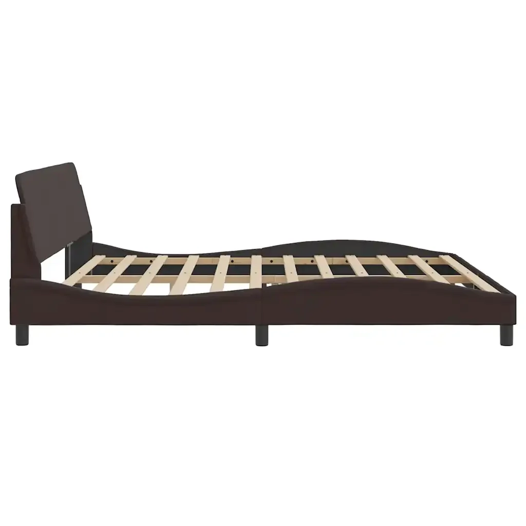 Letto matrimoniale | Letto per adulti | Giroletto Dover Marrone Scuro 200x200 cm in Tessuto - Image 5
