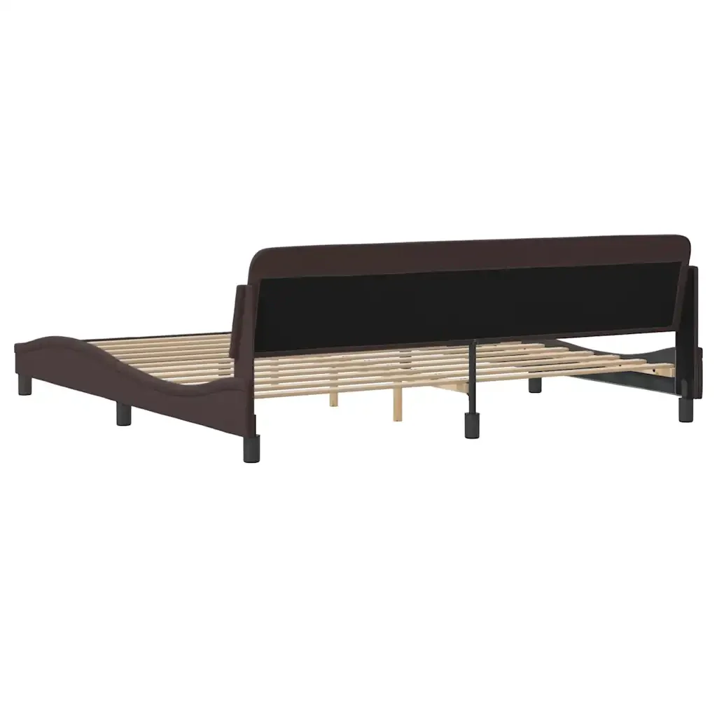 Letto matrimoniale | Letto per adulti | Giroletto Dover Marrone Scuro 200x200 cm in Tessuto - Image 6