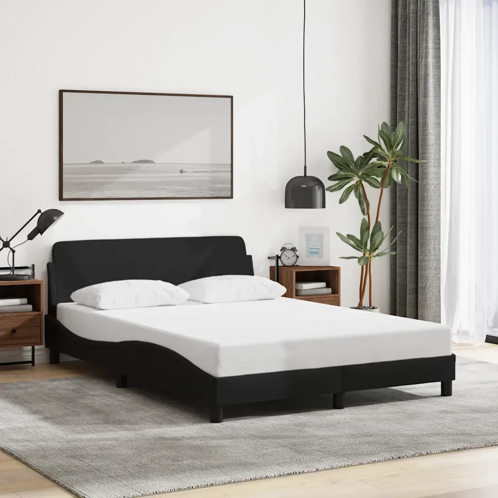 Letto matrimoniale | Letto per adulti | Giroletto Dover Nero 140x190 cm in Tessuto - Image 2