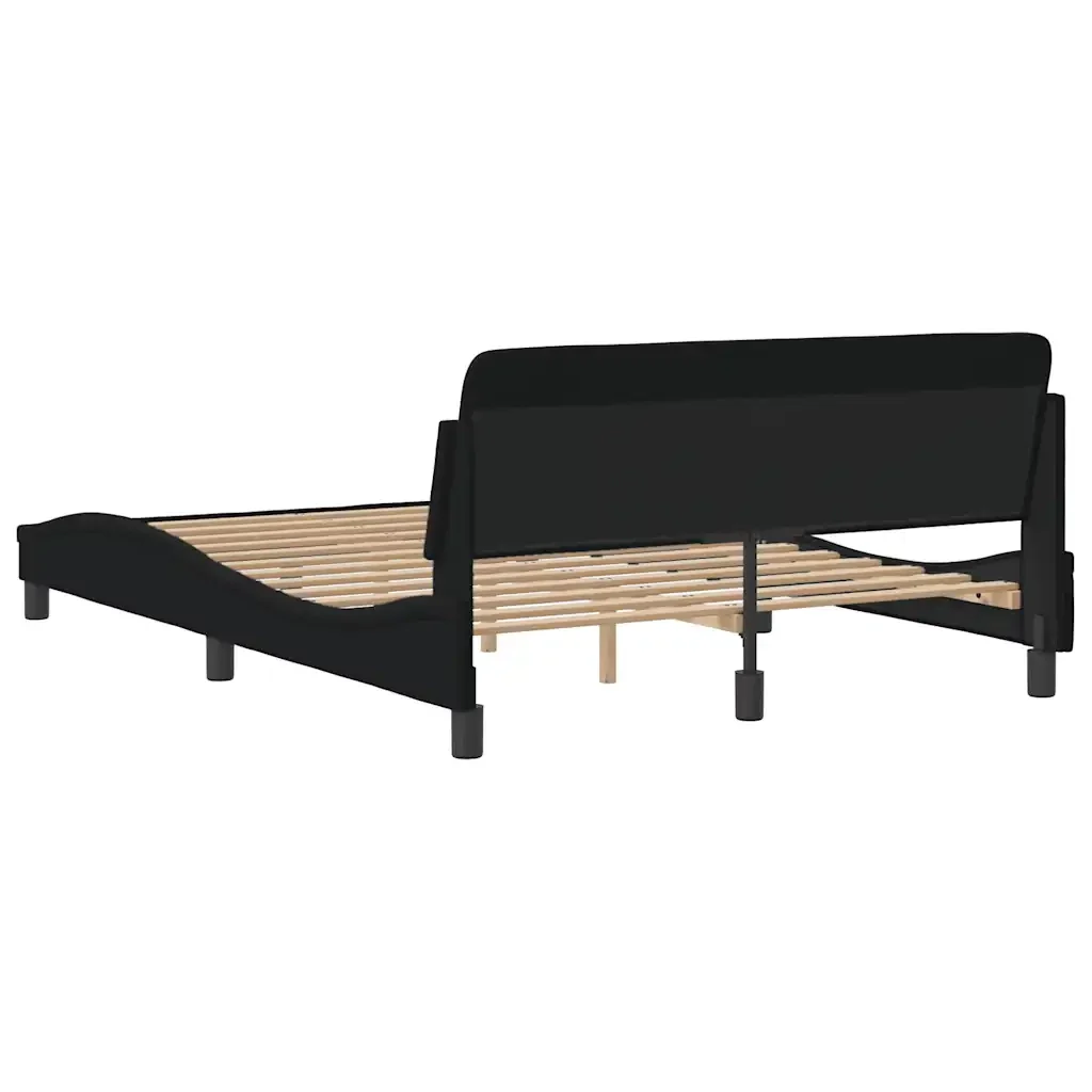 Letto matrimoniale | Letto per adulti | Giroletto Dover Nero 140x190 cm in Tessuto - Image 6