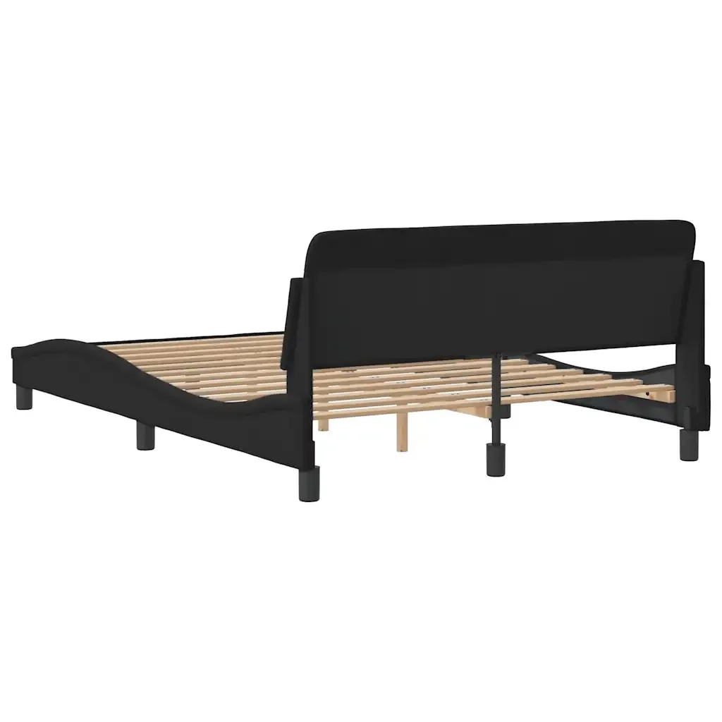 Letto matrimoniale | Letto per adulti | Giroletto Dover Nero 140x190 cm in Velluto - Image 6
