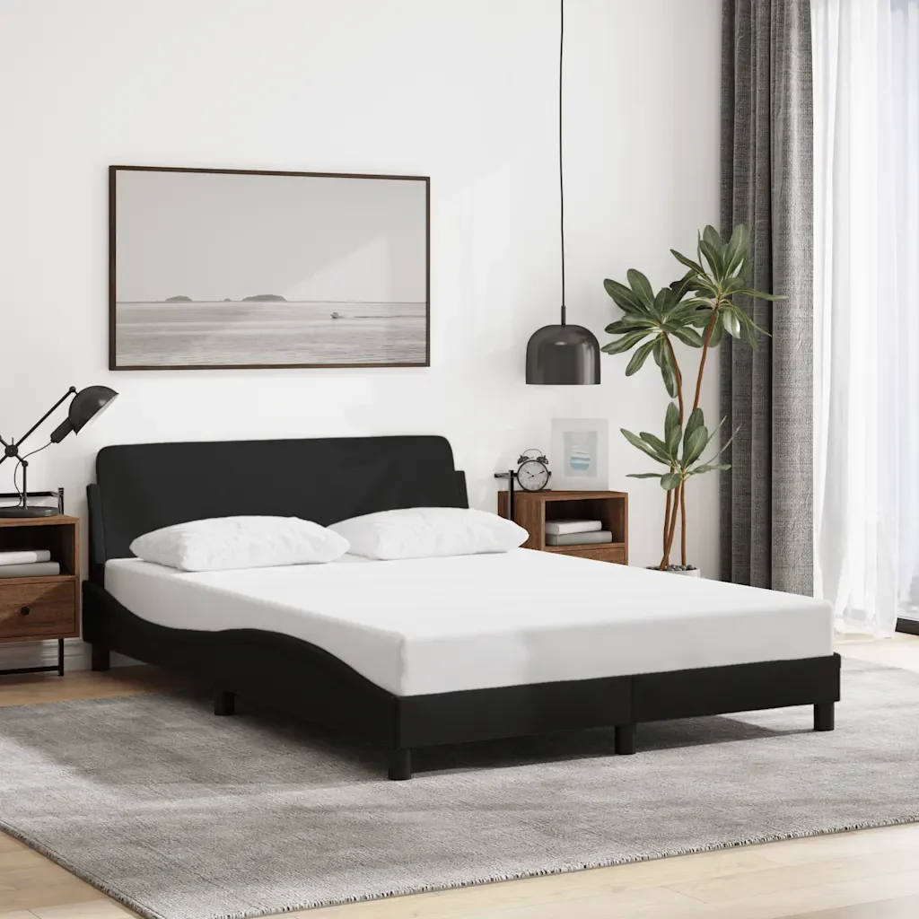 Letto matrimoniale | Letto per adulti | Giroletto Dover Nero 140x200 cm in Tessuto - Image 2