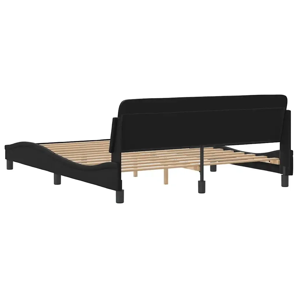 Letto matrimoniale | Letto per adulti | Giroletto Dover Nero 160x200 cm in Similpelle - Image 6