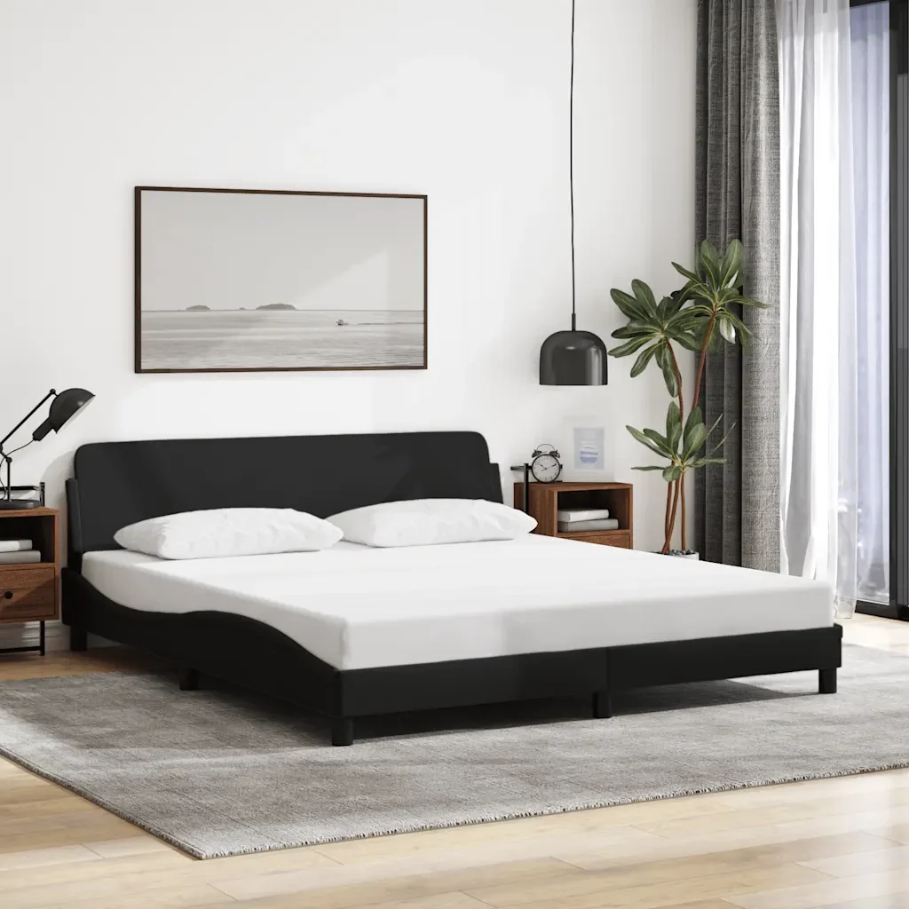Letto matrimoniale | Letto per adulti | Giroletto Dover Nero 160x200 cm in Tessuto - Image 2