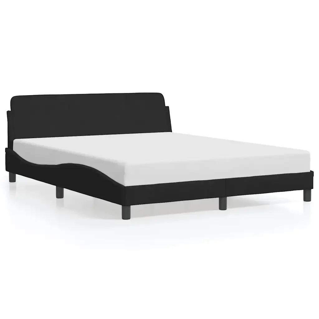 Letto matrimoniale | Letto per adulti | Giroletto Dover Nero 160x200 cm in Velluto