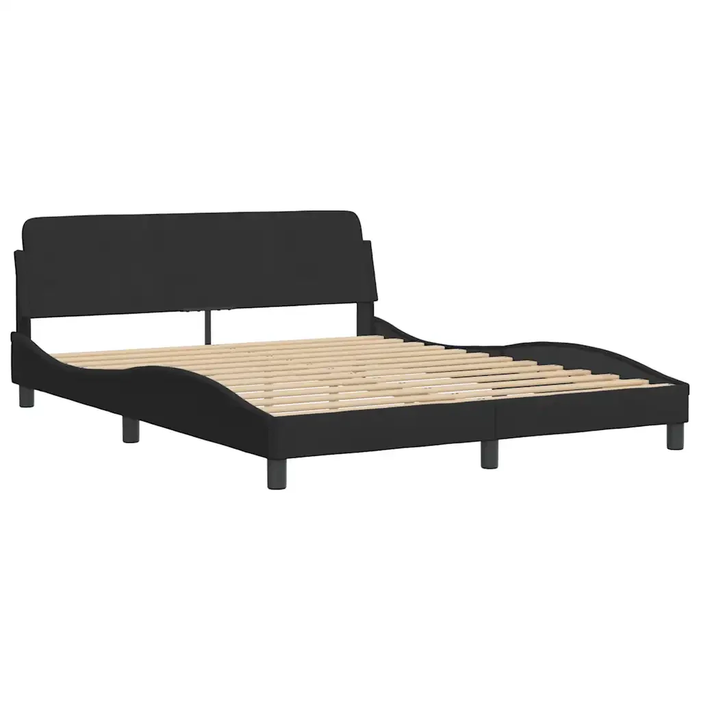 Letto matrimoniale | Letto per adulti | Giroletto Dover Nero 160x200 cm in Velluto - Image 3