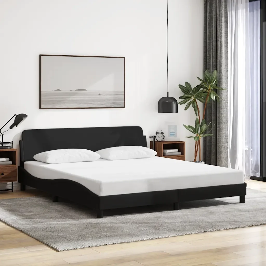Letto matrimoniale | Letto per adulti | Giroletto Dover Nero 180x200 cm in Tessuto - Image 2