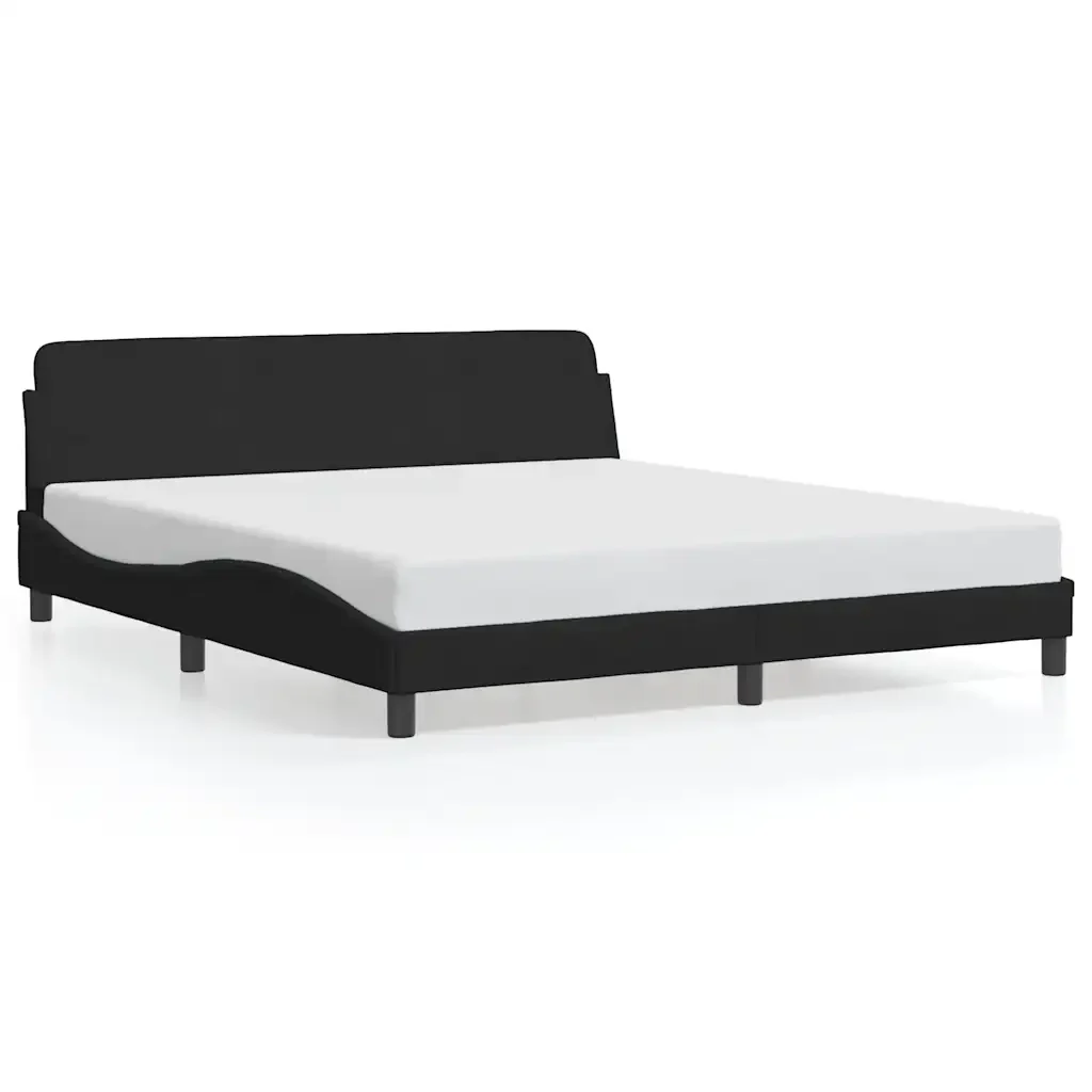Letto matrimoniale | Letto per adulti | Giroletto Dover Nero 180x200 cm in Velluto