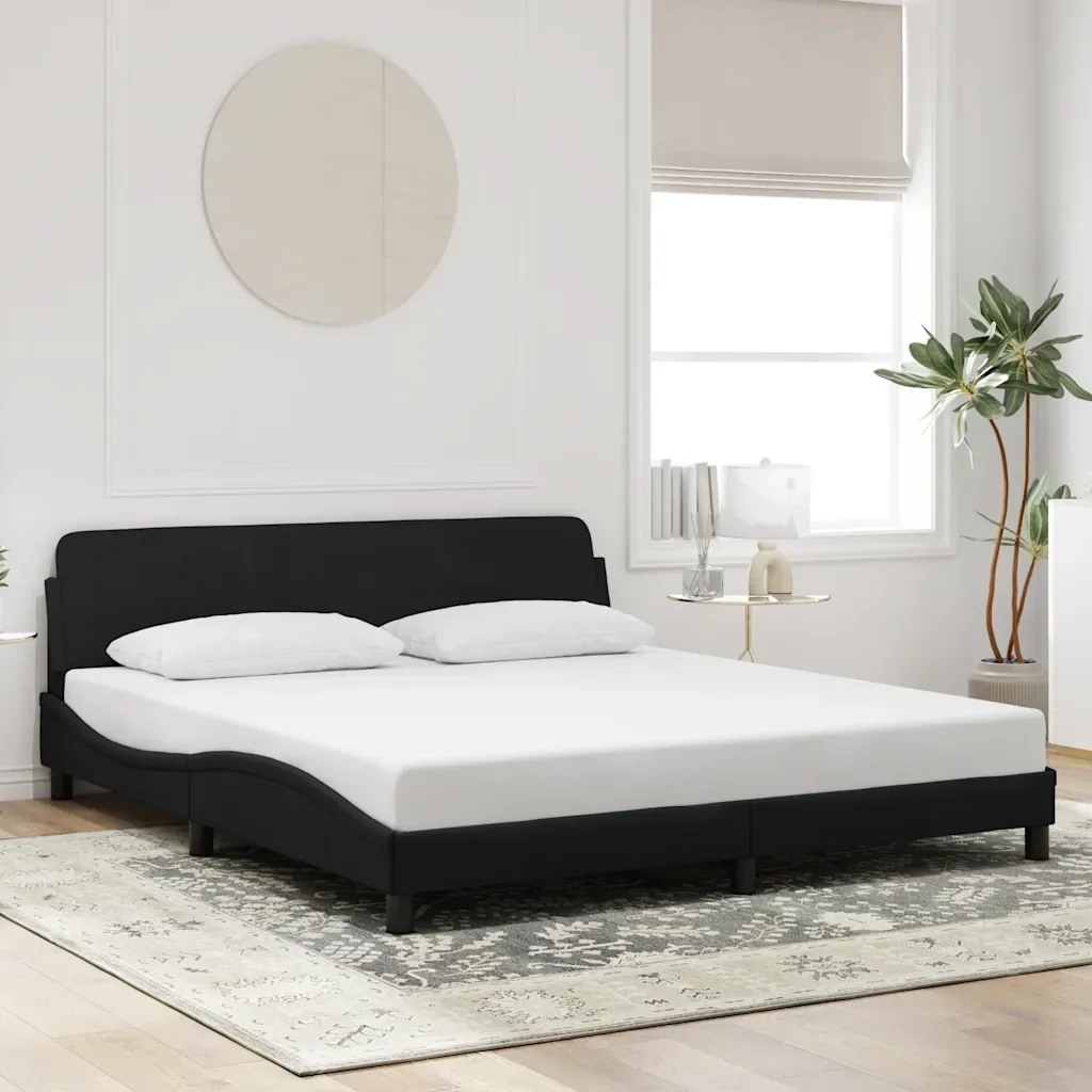 Letto matrimoniale | Letto per adulti | Giroletto Dover Nero 180x200 cm in Velluto - Image 2