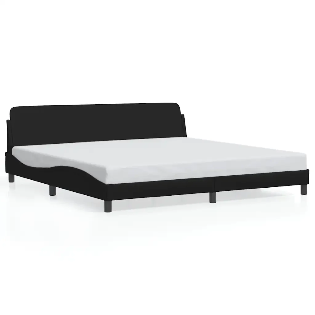 Letto matrimoniale | Letto per adulti | Giroletto Dover Nero 200x200 cm in Similpelle
