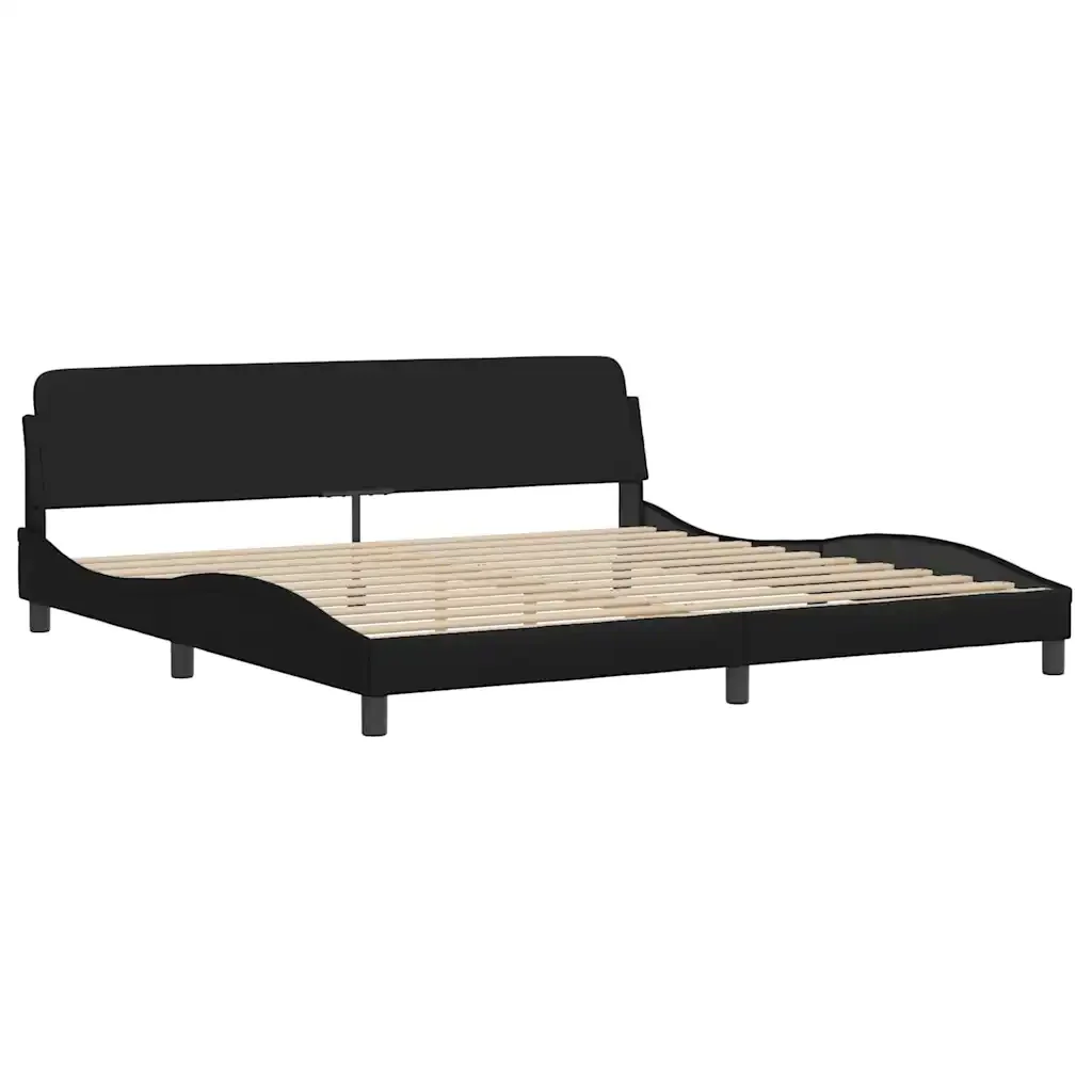 Letto matrimoniale | Letto per adulti | Giroletto Dover Nero 200x200 cm in Similpelle - Image 4