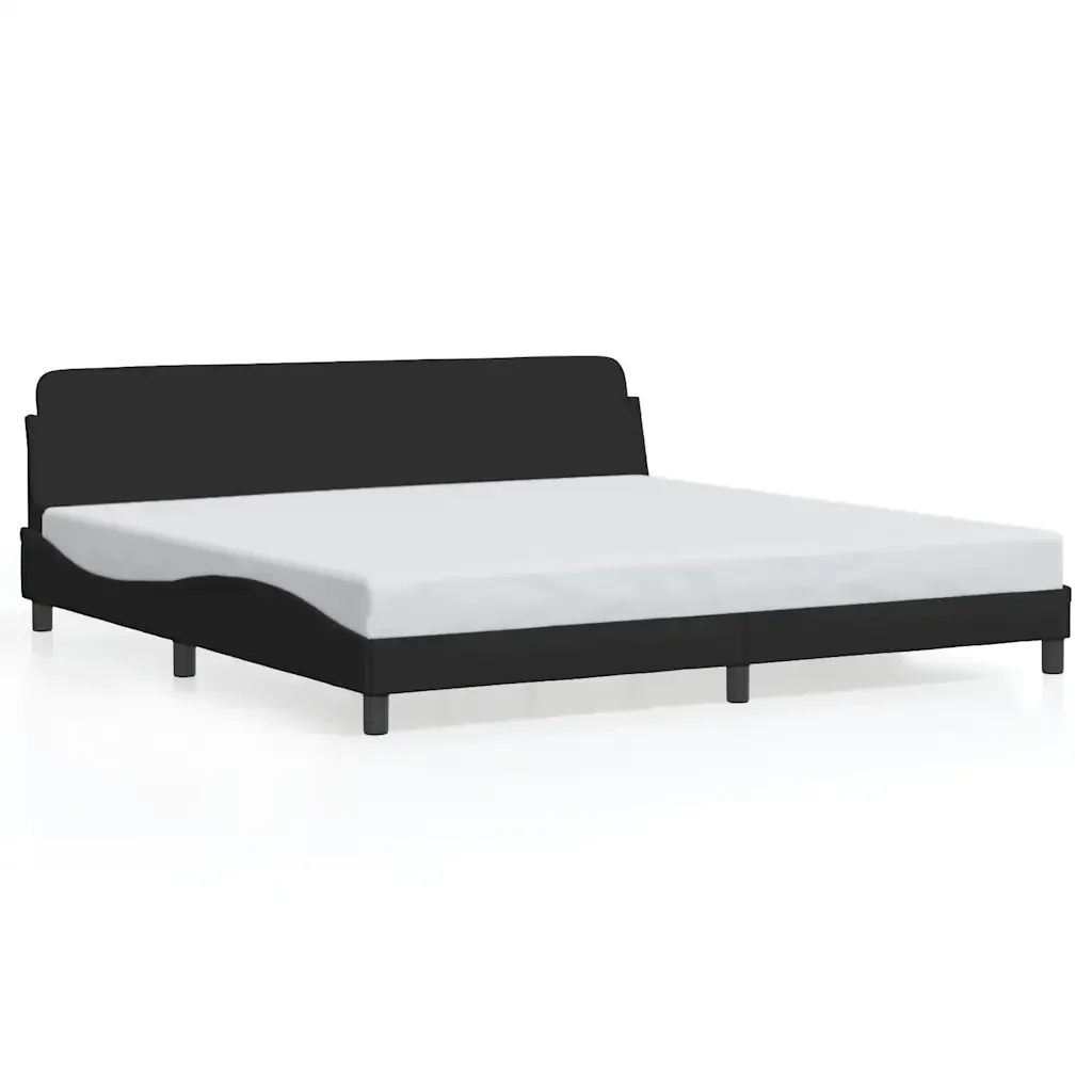 Letto matrimoniale | Letto per adulti | Giroletto Dover Nero 200x200 cm in Tessuto