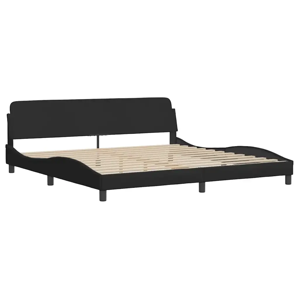 Letto matrimoniale | Letto per adulti | Giroletto Dover Nero 200x200 cm in Tessuto - Image 4