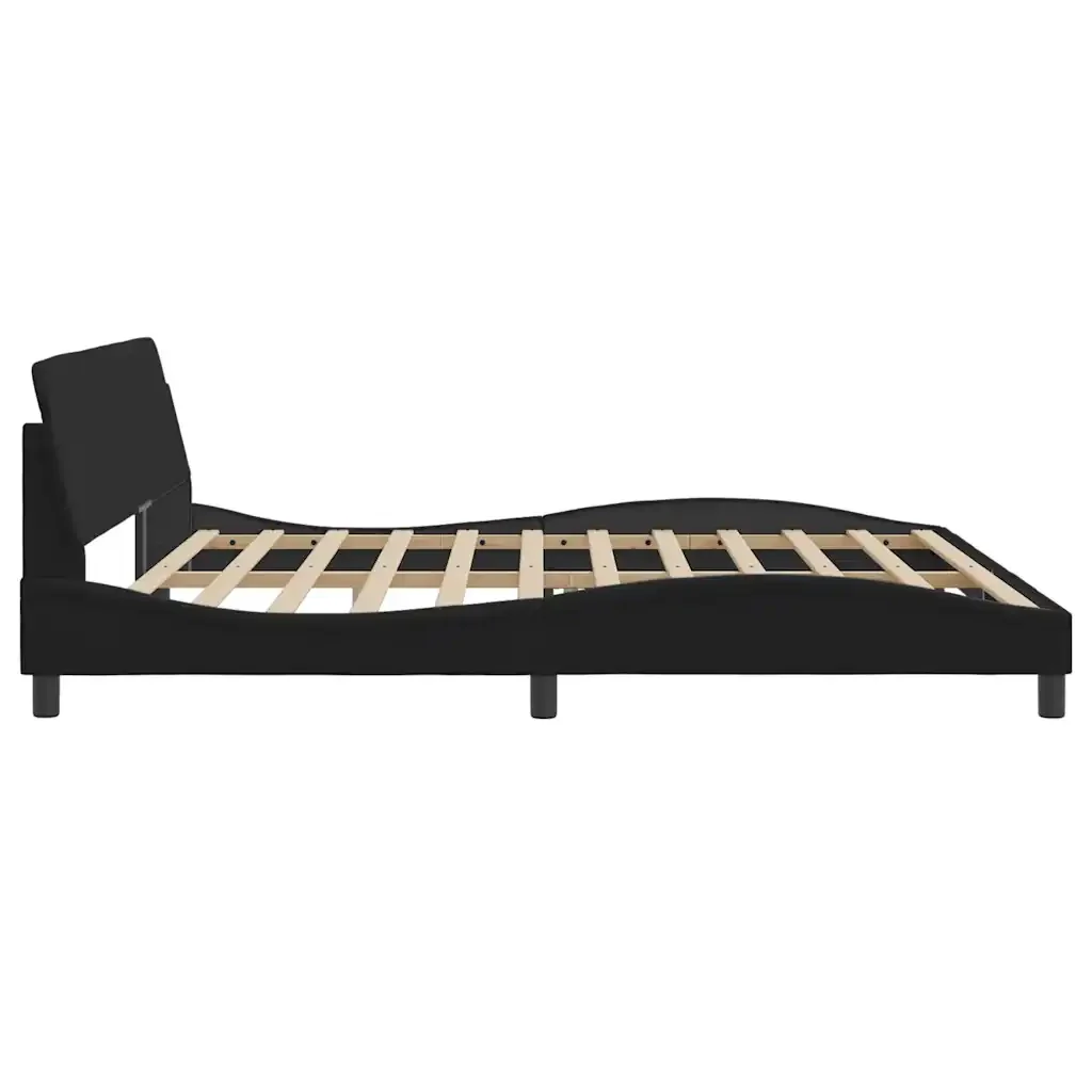 Letto matrimoniale | Letto per adulti | Giroletto Dover Nero 200x200 cm in Tessuto - Image 5