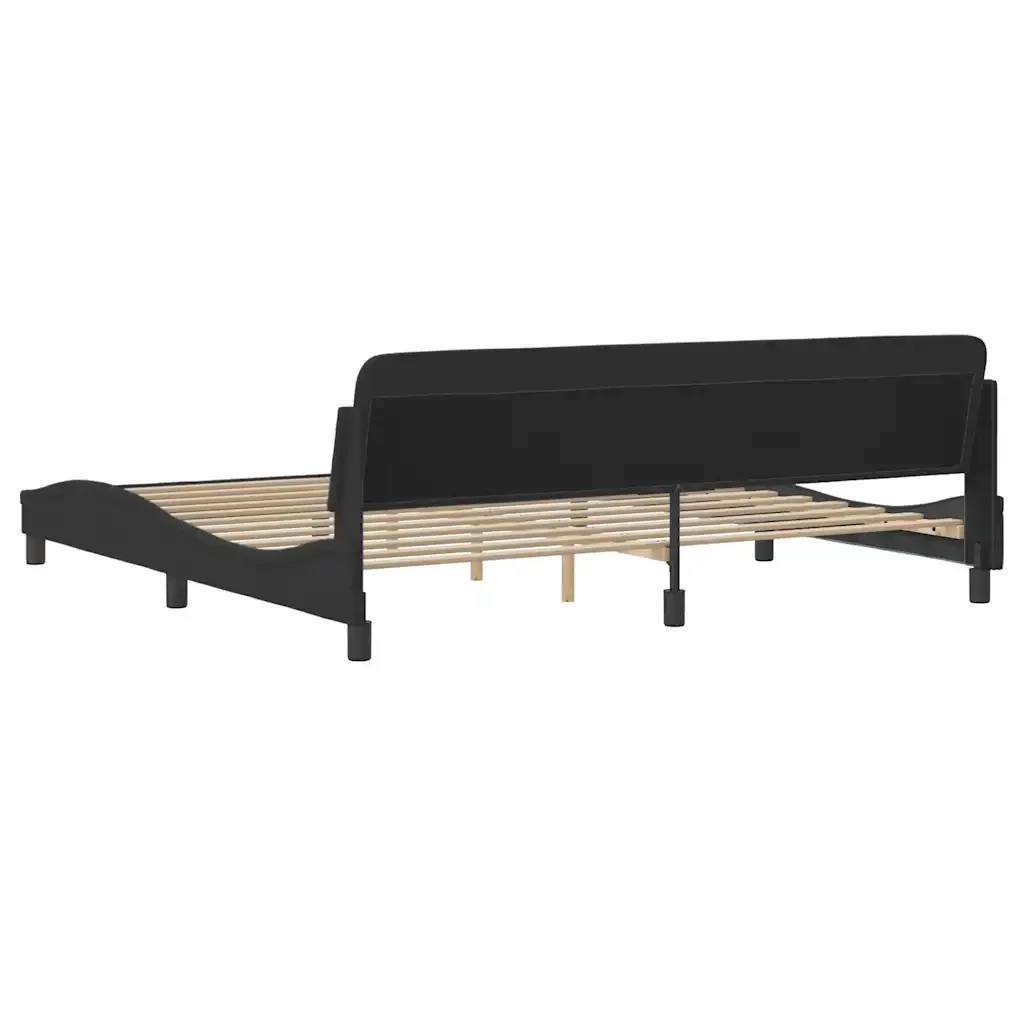 Letto matrimoniale | Letto per adulti | Giroletto Dover Nero 200x200 cm in Tessuto - Image 6