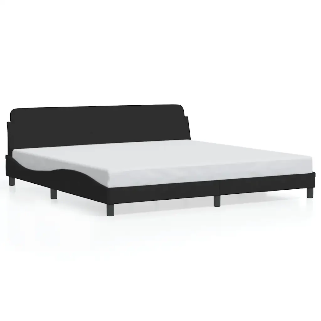 Letto matrimoniale | Letto per adulti | Giroletto Dover Nero 200x200 cm in Velluto