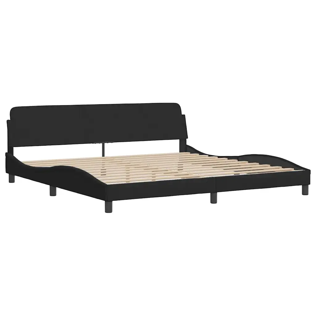 Letto matrimoniale | Letto per adulti | Giroletto Dover Nero 200x200 cm in Velluto - Image 4
