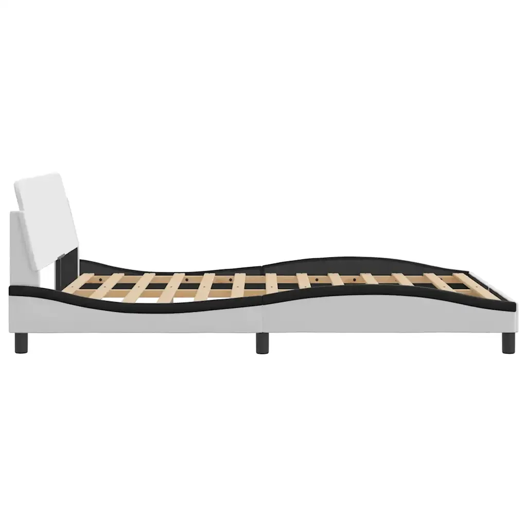 Letto matrimoniale | Letto per adulti | Giroletto Dover Nero e Bianco 120x200 cm in Similpelle - Image 5