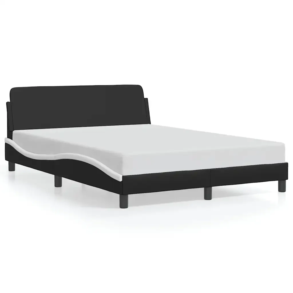 Letto matrimoniale | Letto per adulti | Giroletto Dover Nero e Bianco 120x200 cm in Similpelle