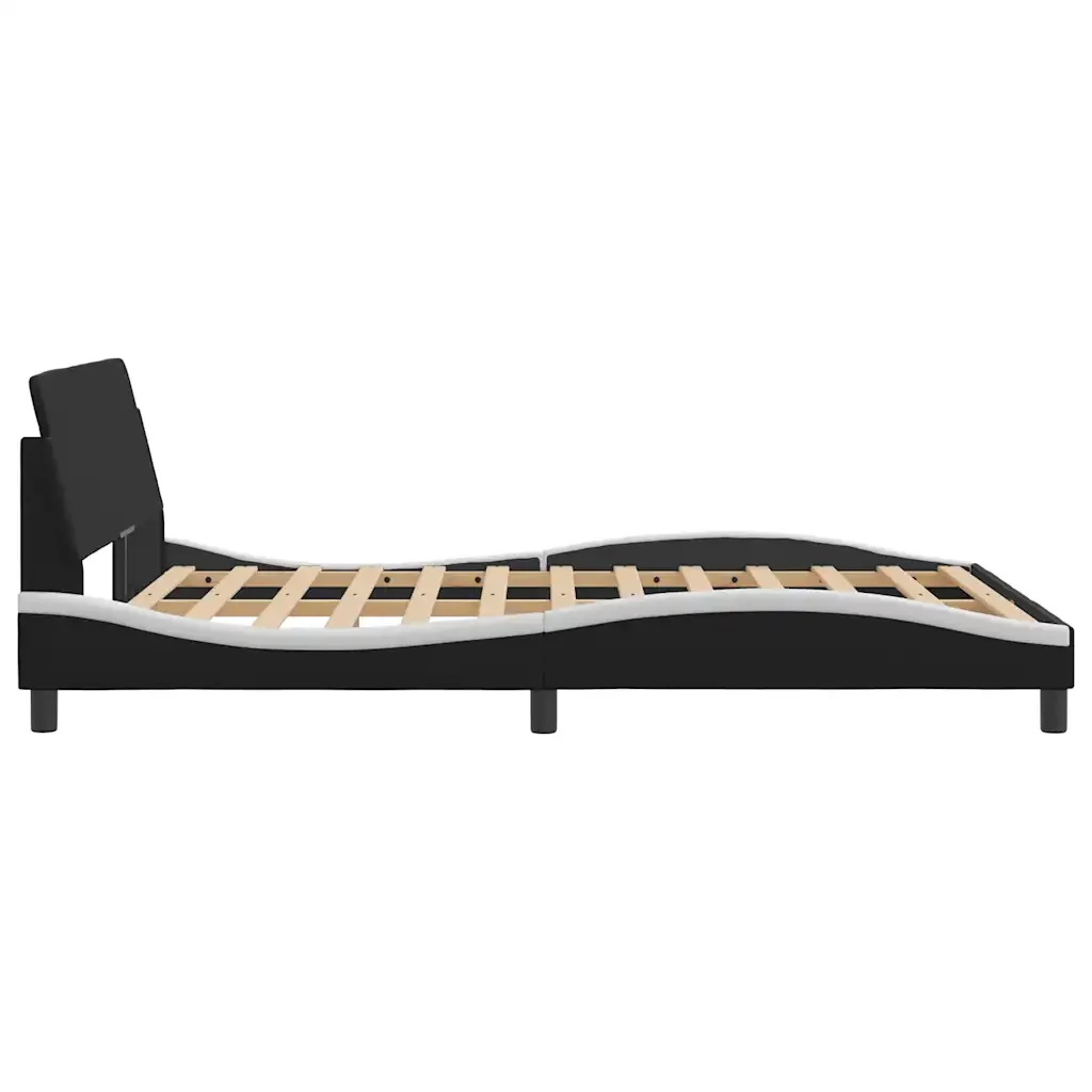 Letto matrimoniale | Letto per adulti | Giroletto Dover Nero e Bianco 120x200 cm in Similpelle - Image 5