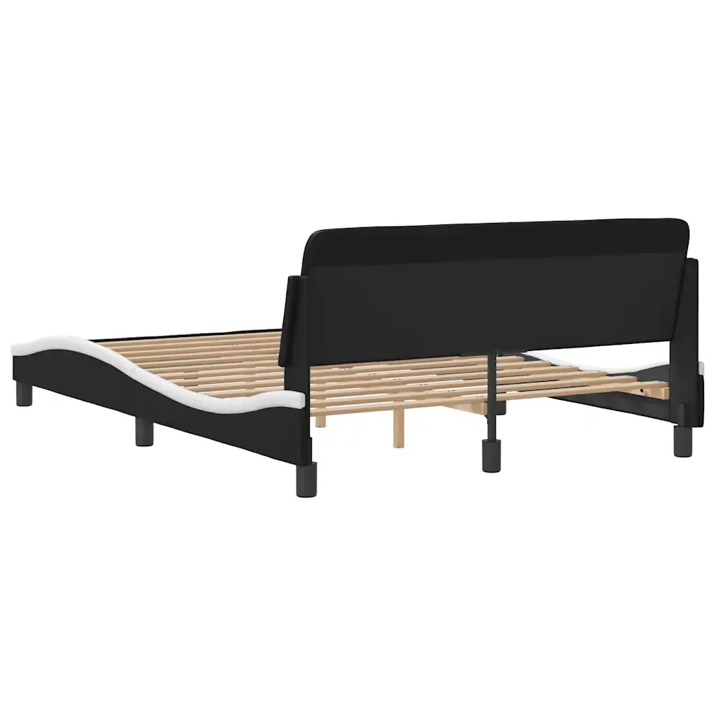 Letto matrimoniale | Letto per adulti | Giroletto Dover Nero e Bianco 140x190 cm in Similpelle - Image 6