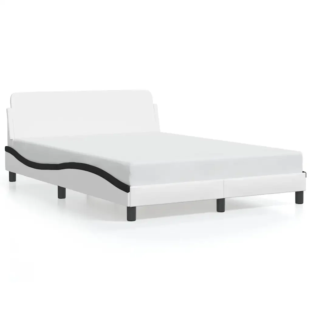 Letto matrimoniale | Letto per adulti | Giroletto Dover Nero e Bianco 140x200 cm in Similpelle