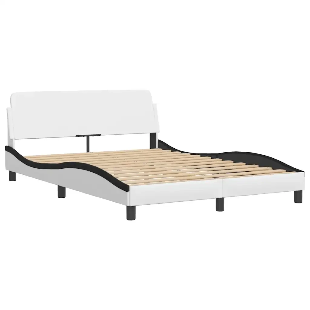 Letto matrimoniale | Letto per adulti | Giroletto Dover Nero e Bianco 140x200 cm in Similpelle - Image 3
