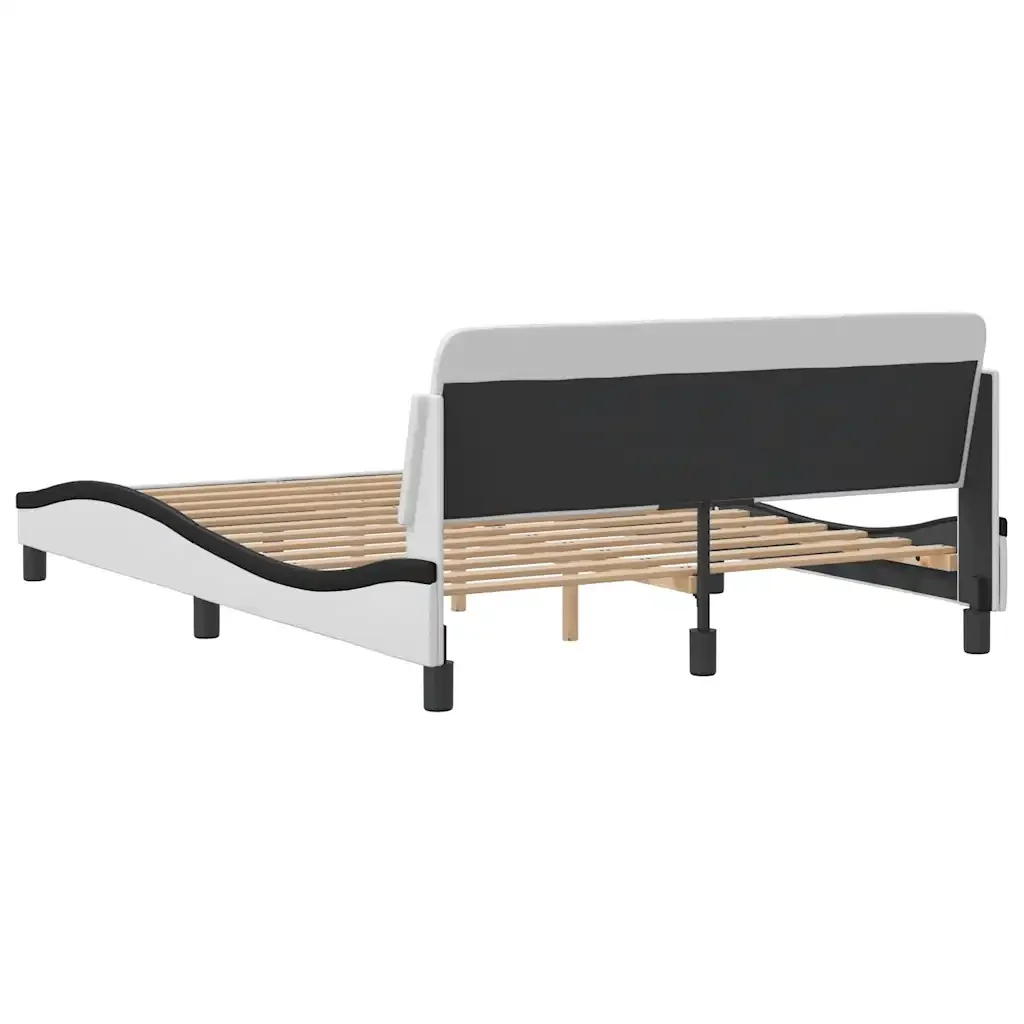 Letto matrimoniale | Letto per adulti | Giroletto Dover Nero e Bianco 140x200 cm in Similpelle - Image 6